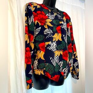 ✨ Authentic Vintage ✨ Lady Button Blouse Jacket Floral Print 80s